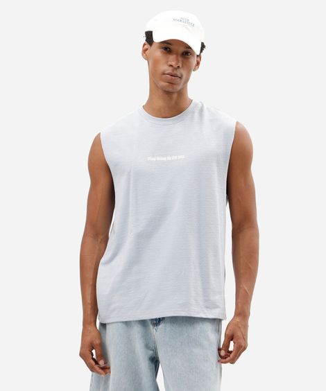 regata masculina machão estampada azul