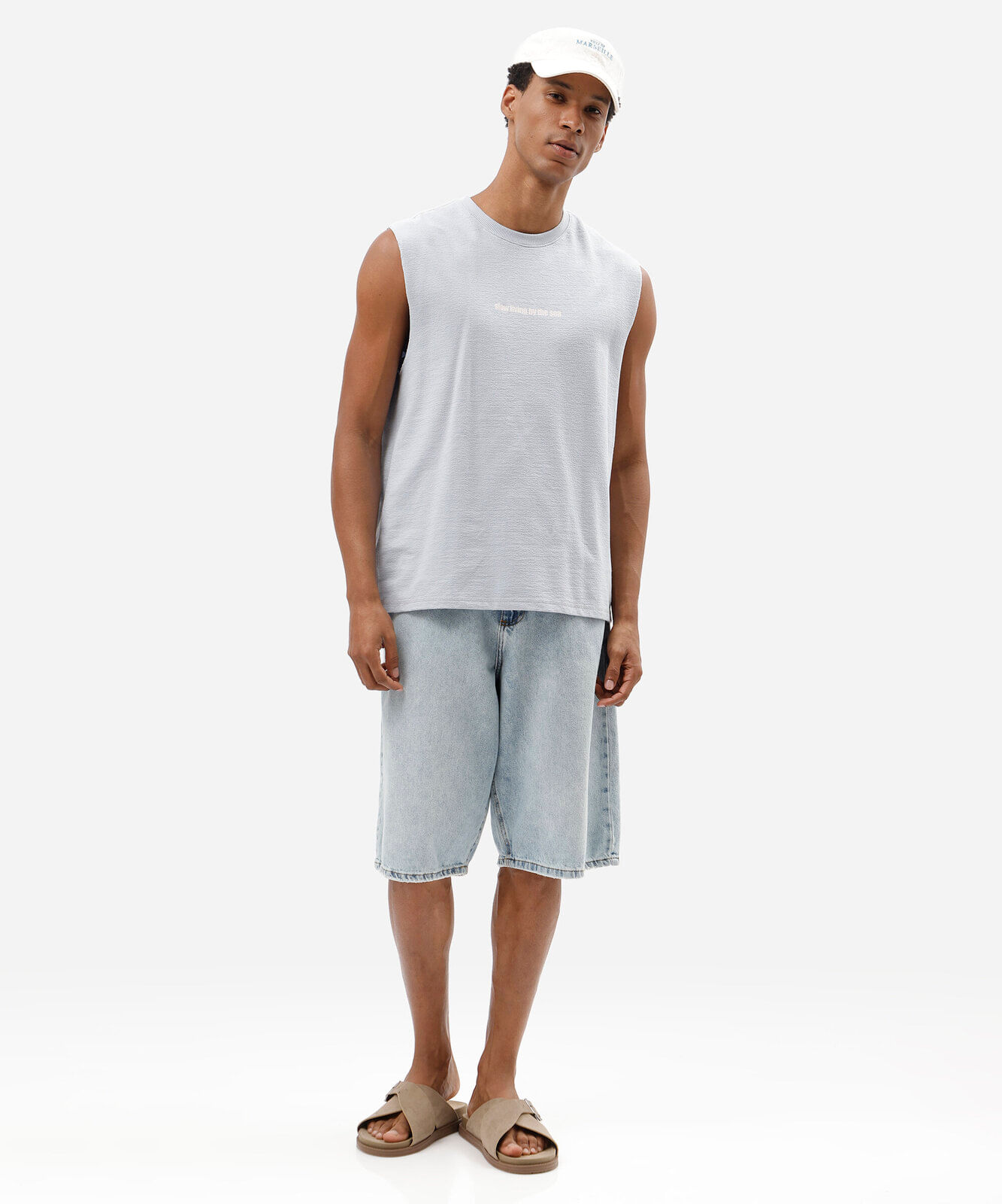 regata masculina machão estampada azul