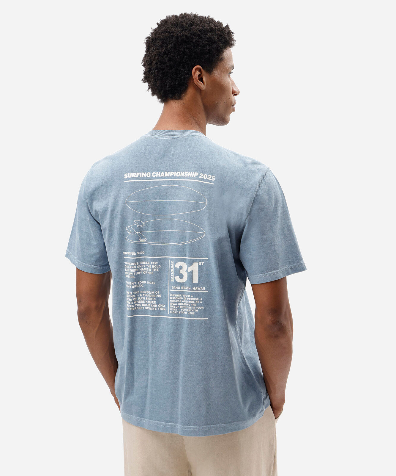 camiseta masculina de algodão manga curta estampada estonada azul
