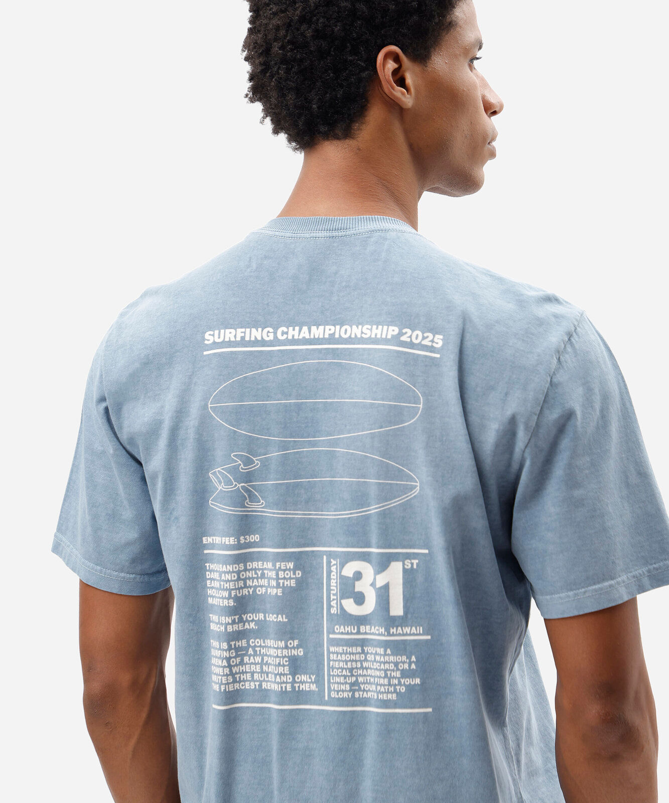 camiseta masculina de algodão manga curta estampada estonada azul