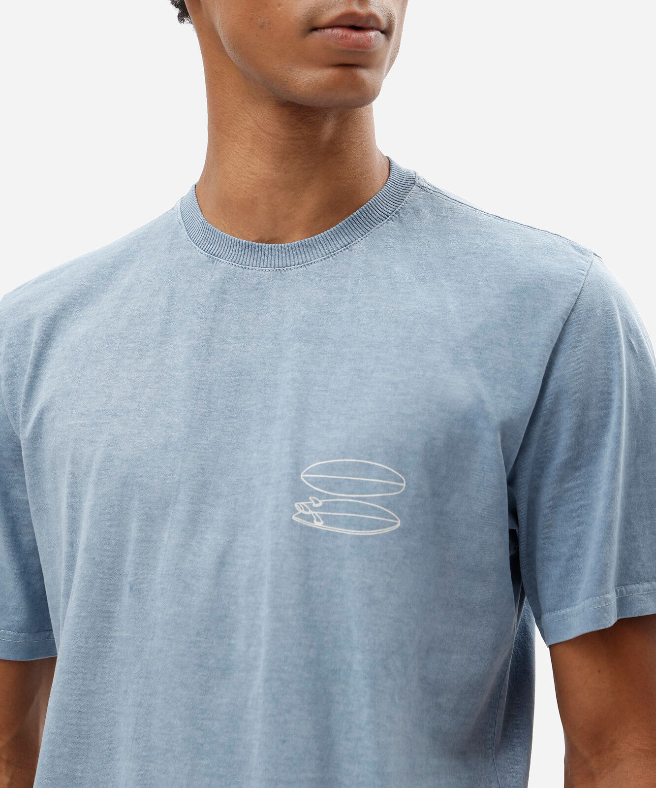 camiseta masculina de algodão manga curta estampada estonada azul