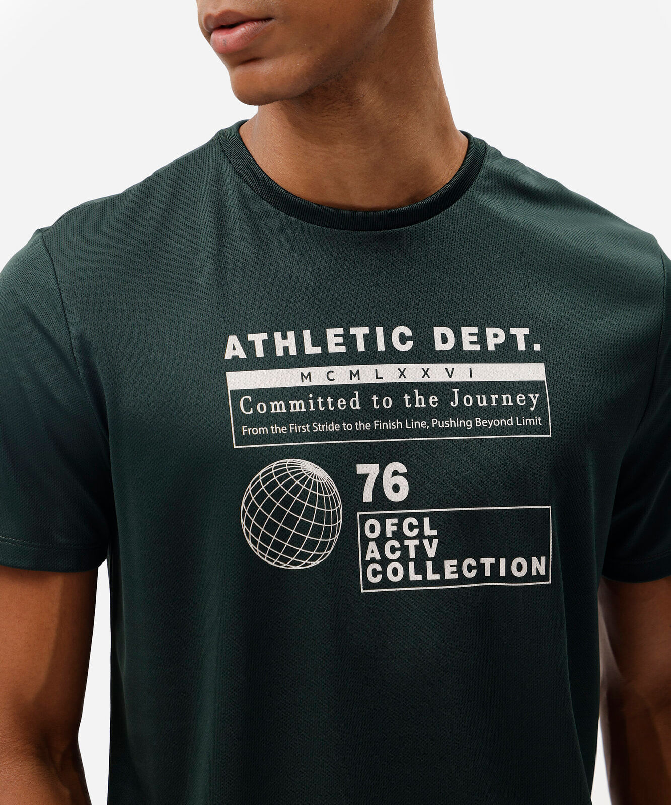 camiseta esportiva masculina manga curta estampada verde