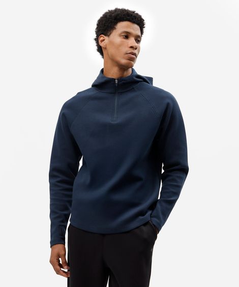 blusão esportivo masculino com capuz e zíper azul