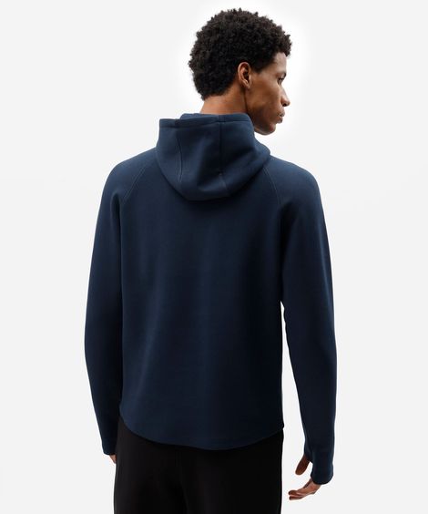 blusão esportivo masculino com capuz e zíper azul