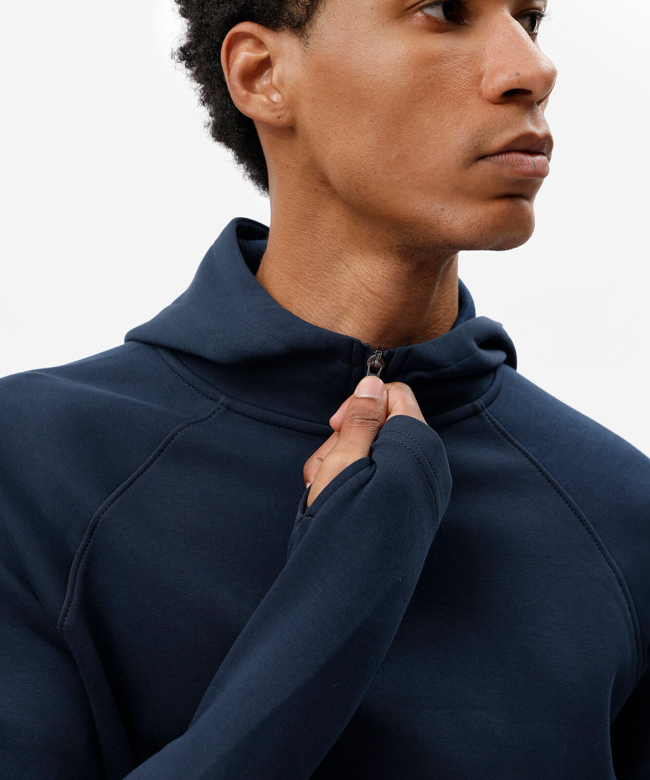 blusão esportivo masculino com capuz e zíper azul