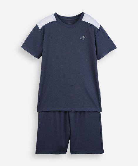 conjunto curto infantil com recorte azul