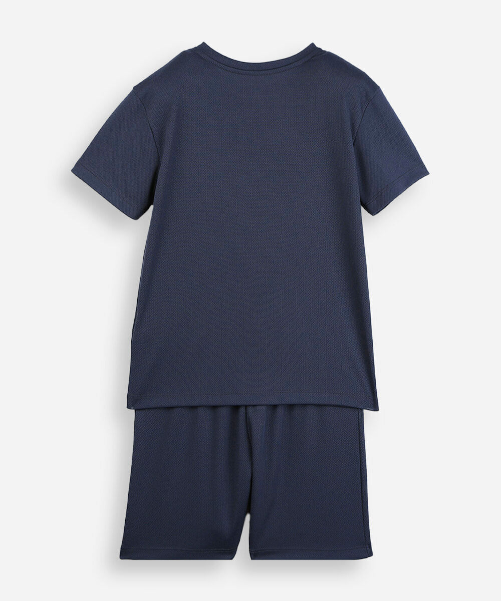 conjunto curto infantil com recorte azul