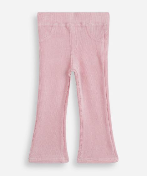 calça flare infantil de veludo cotelê rosa