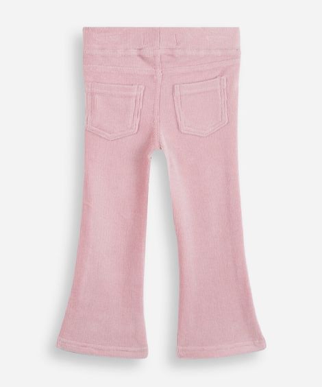 calça flare infantil de veludo cotelê rosa