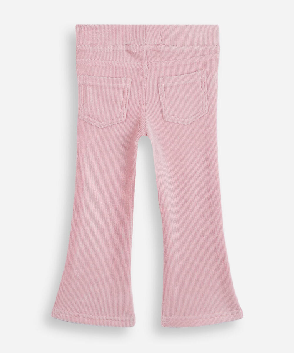 calça flare infantil de veludo cotelê rosa
