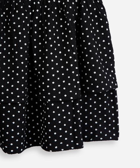 vestido juvenil sem alça franzido poá preto