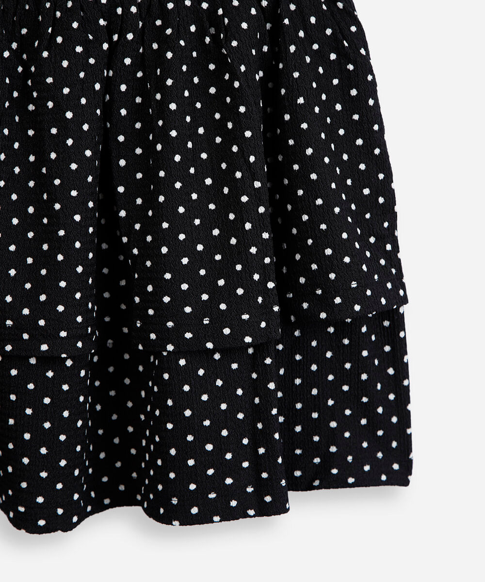 vestido juvenil sem alça franzido poá preto