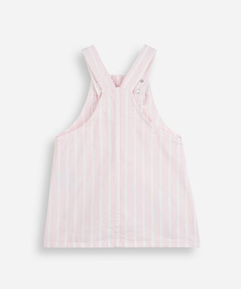 salopete infantil de sarja com bolso listrada rosa
