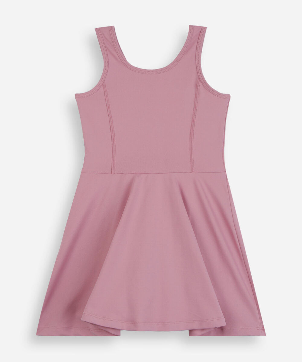 vestido infantil de poliamida com short interno rosa