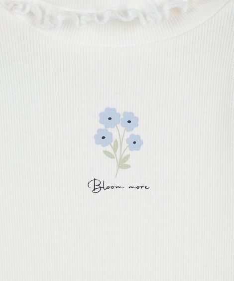 blusa infantil de algodão gola alta manga longa estampada off white