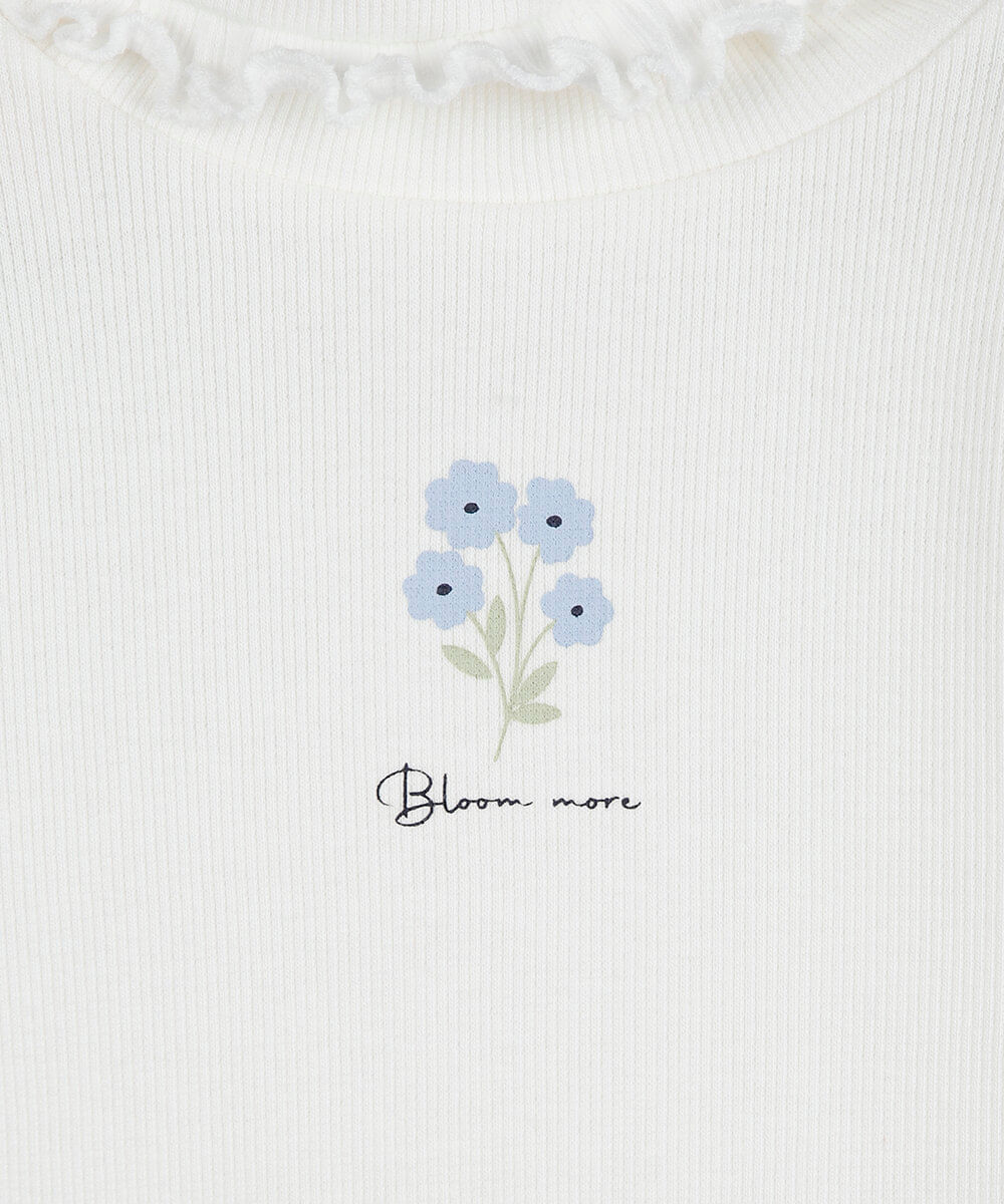 blusa infantil de algodão gola alta manga longa estampada off white