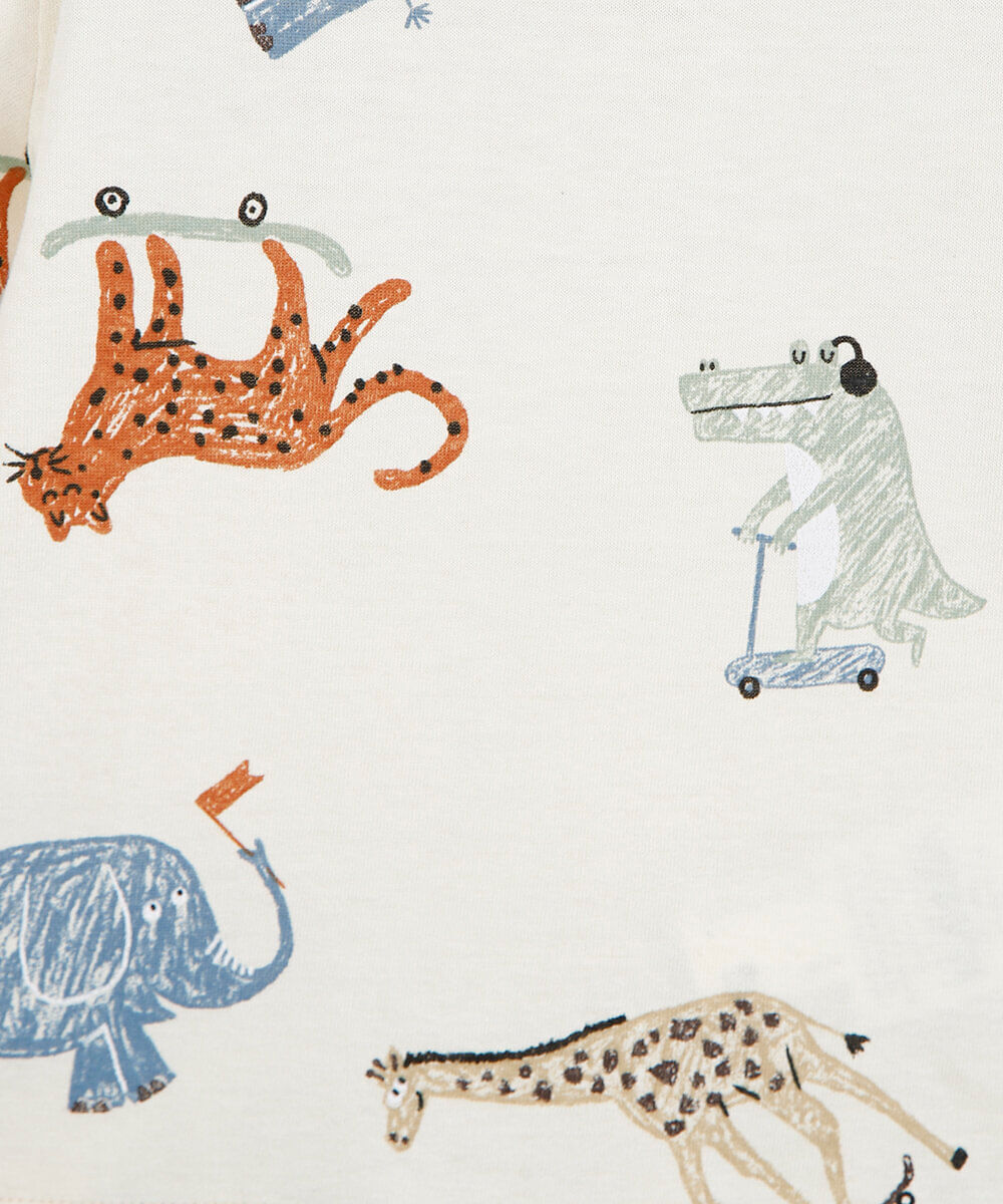 conjunto curto infantil de algodão estampado bege