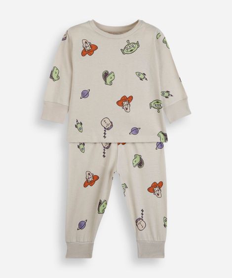 pijama longo infantil de algodão toy story bege