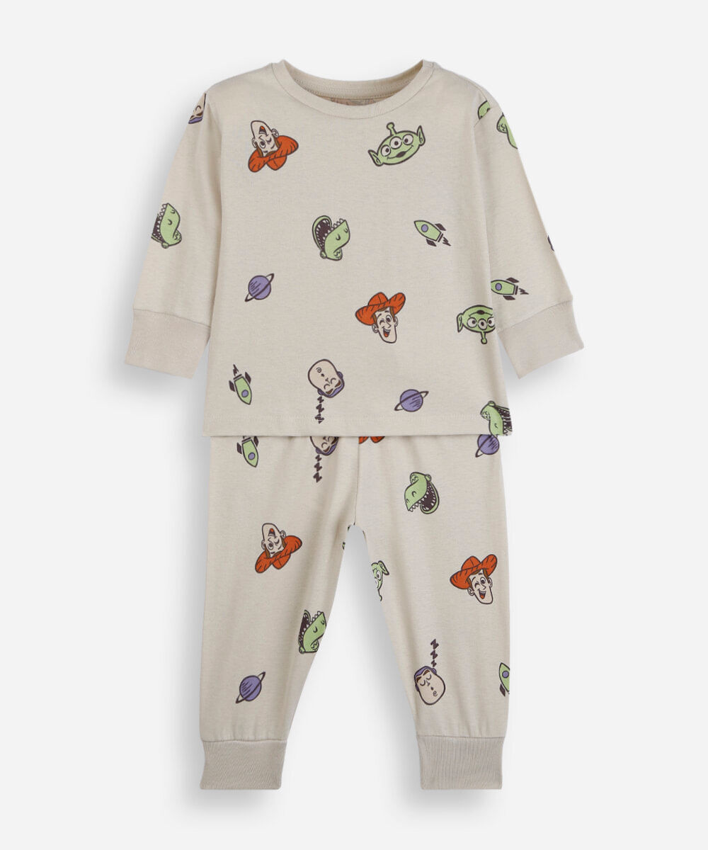 pijama longo infantil de algodão toy story bege