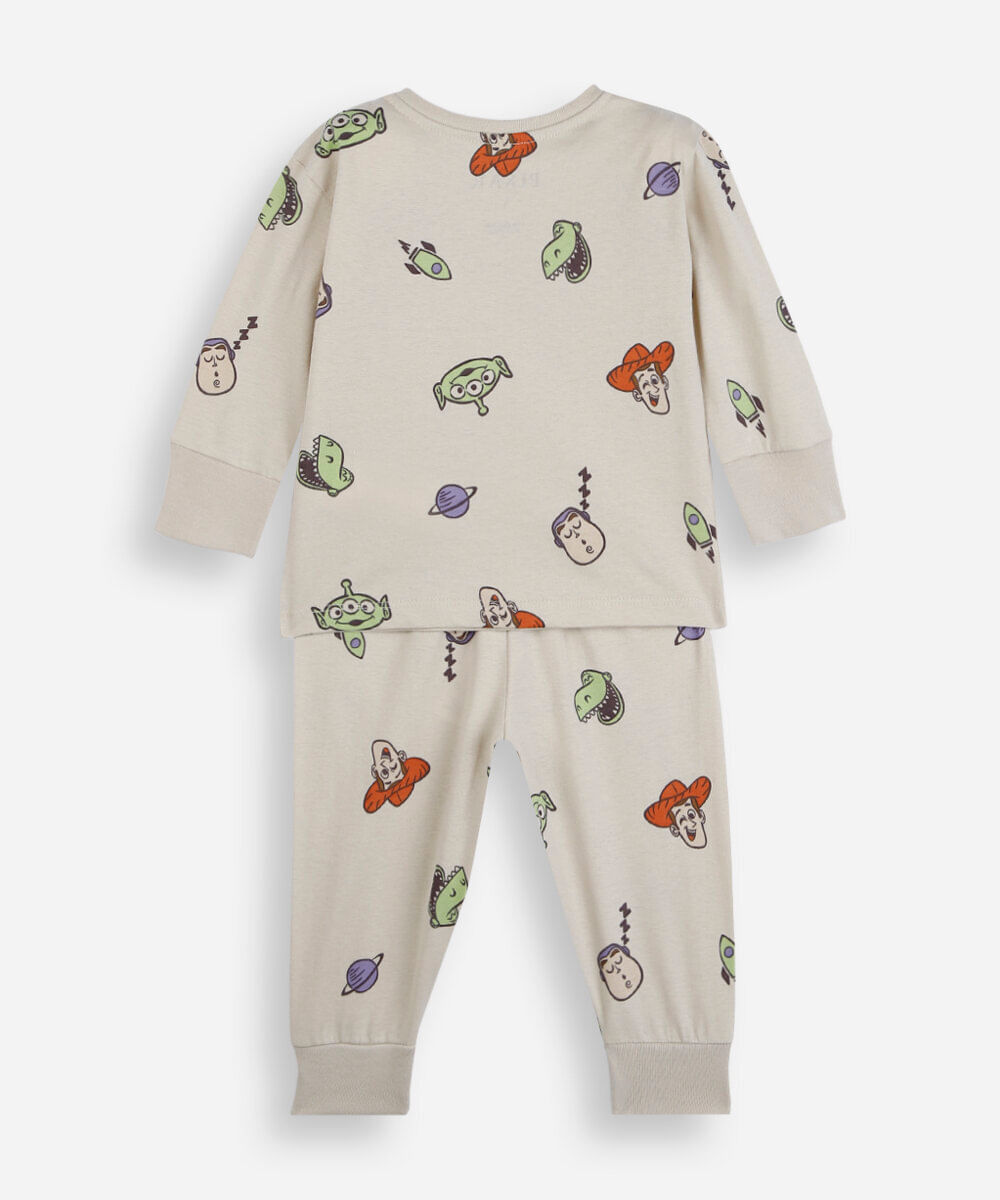 pijama longo infantil de algodão toy story bege