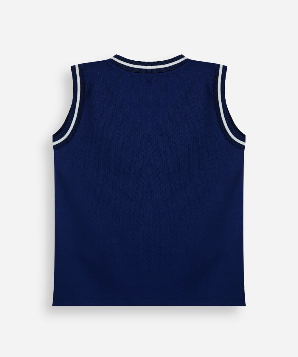 regata infantil com recorte mario bros azul