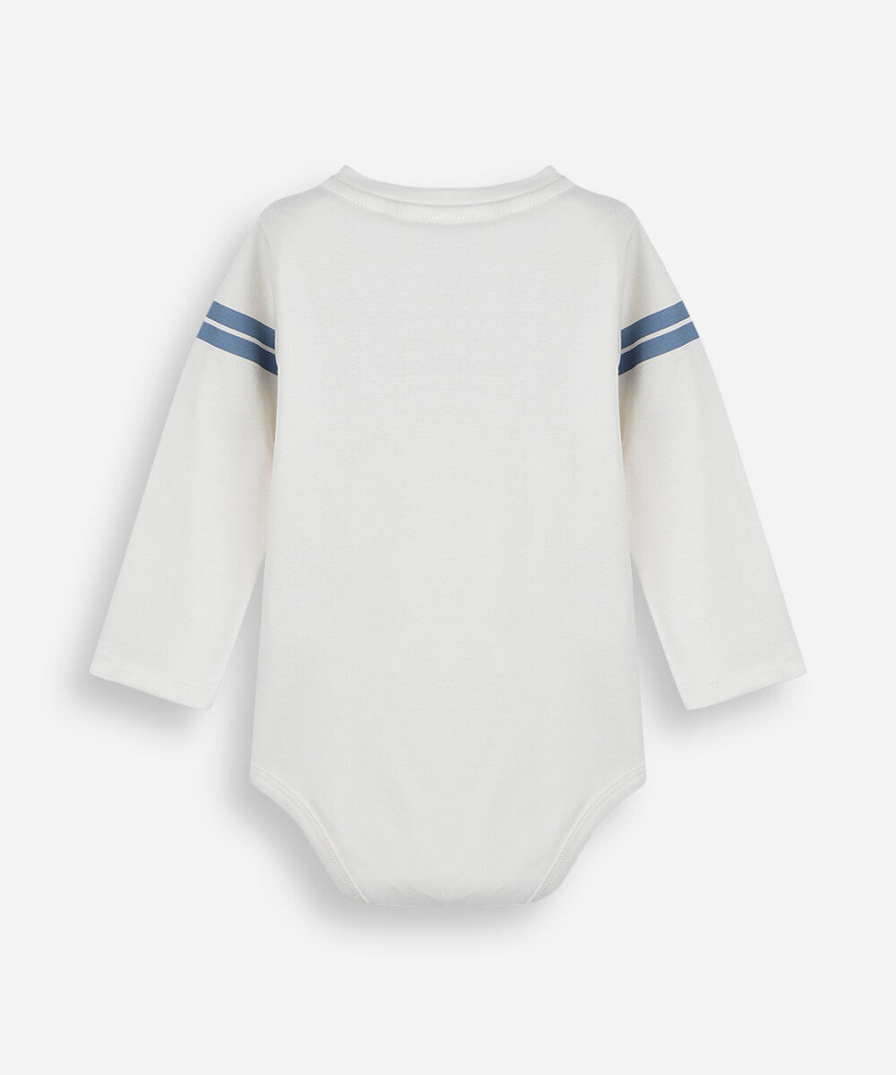 body infantil de algodão manga longa ursinho off white