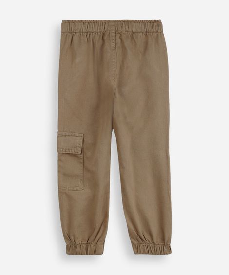 calça de sarja infantil jogger cargo marrom
