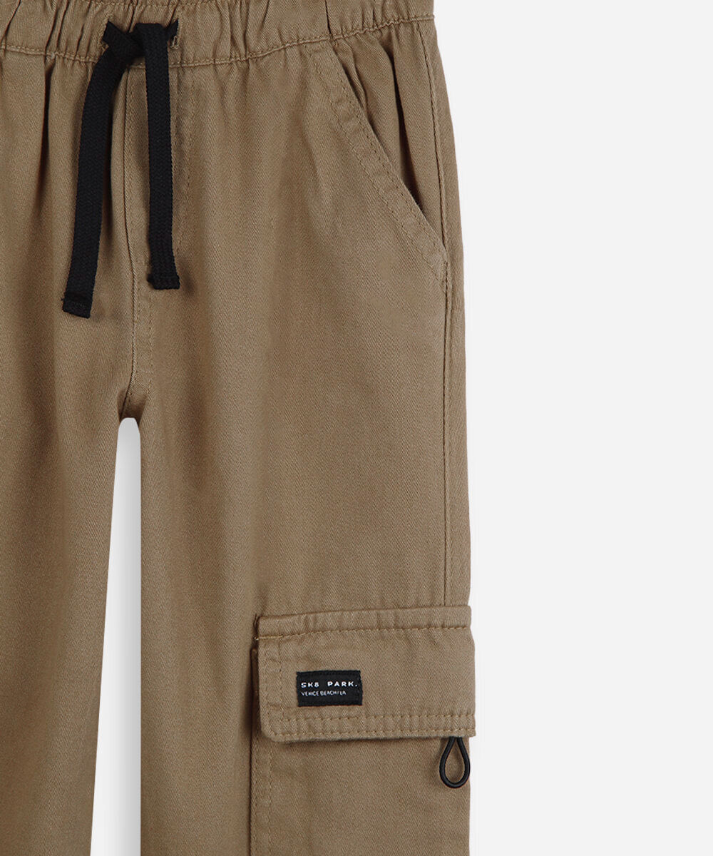 calça de sarja infantil jogger cargo marrom
