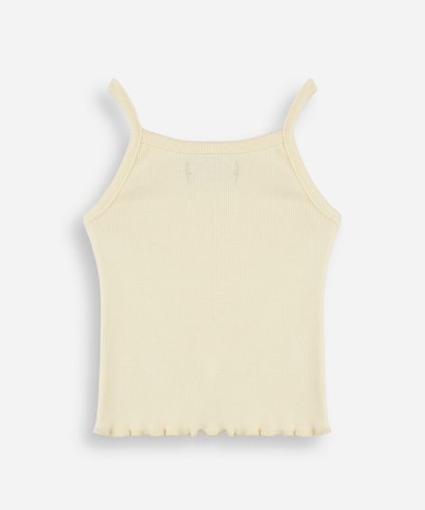 blusa de algodão infantil alça fina coração amarela