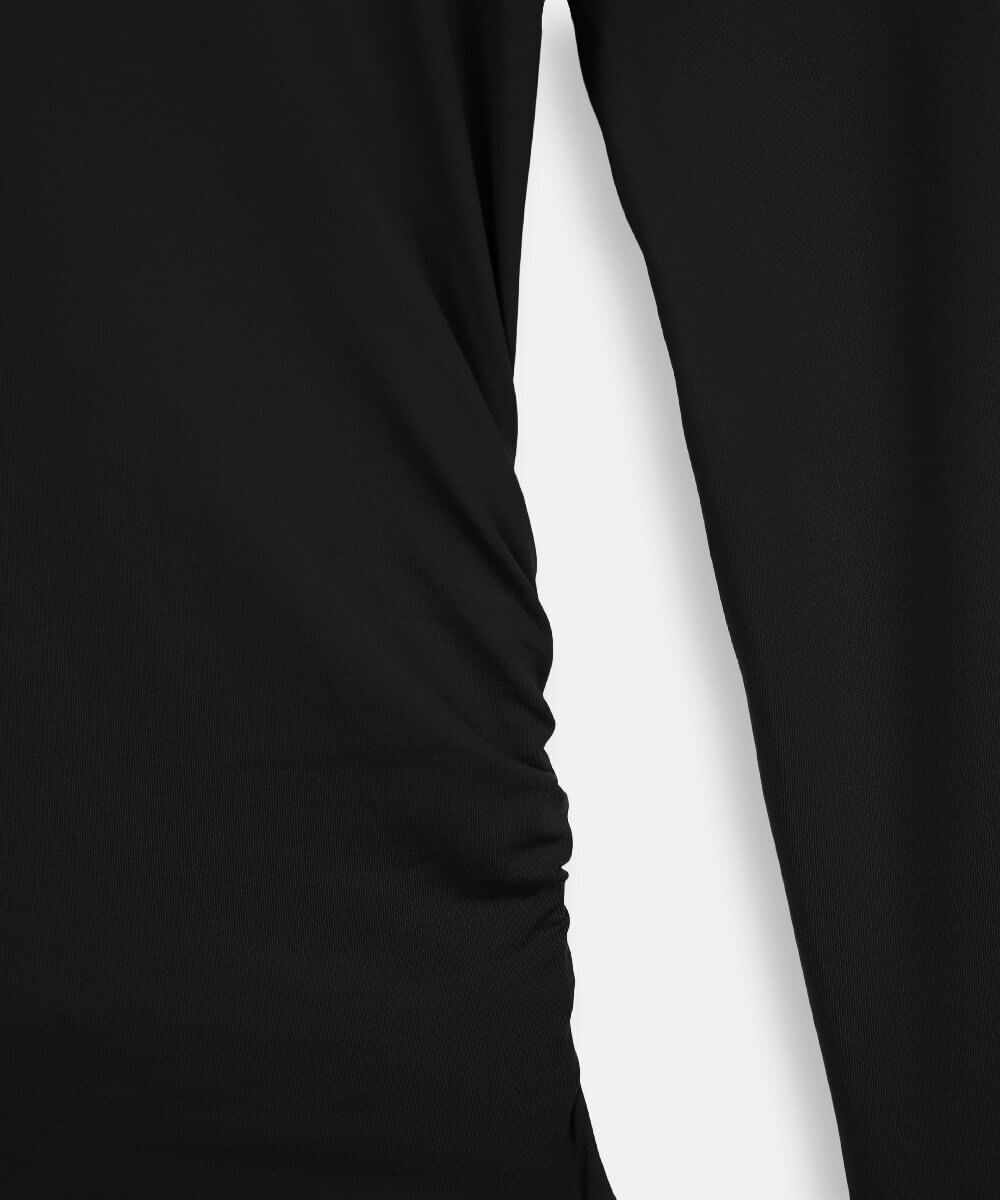 blusa juvenil de poliamida com franzido preta