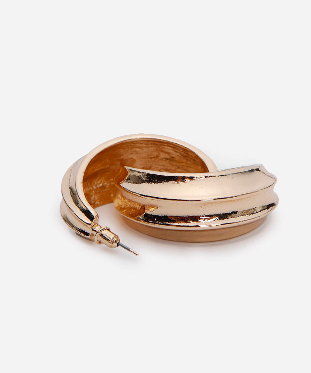 brinco argola texturizado dourado