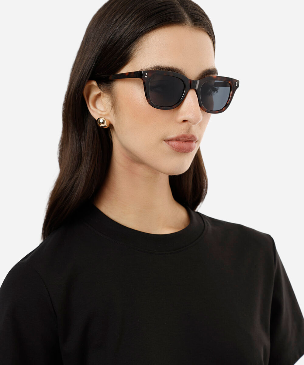 óculos de sol feminino gatinho de acetato tartaruga marrom