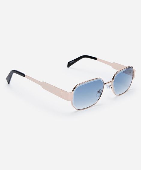 óculos de sol feminino quadrado de metal dourado