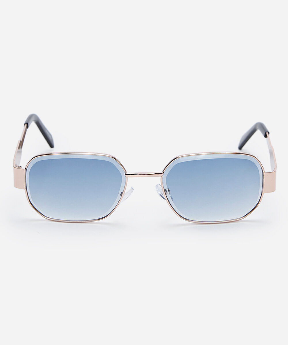 óculos de sol feminino quadrado de metal dourado