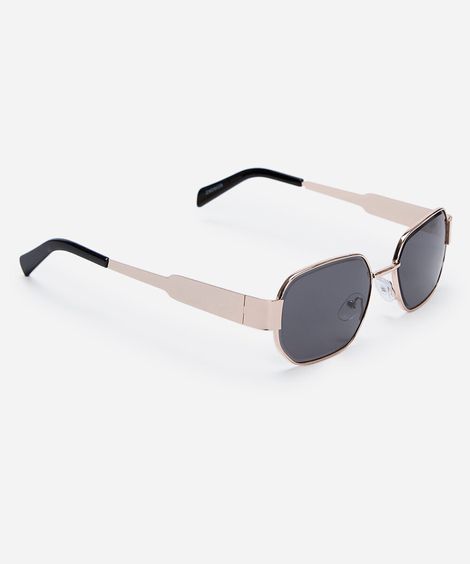 óculos de sol feminino quadrado de metal dourado