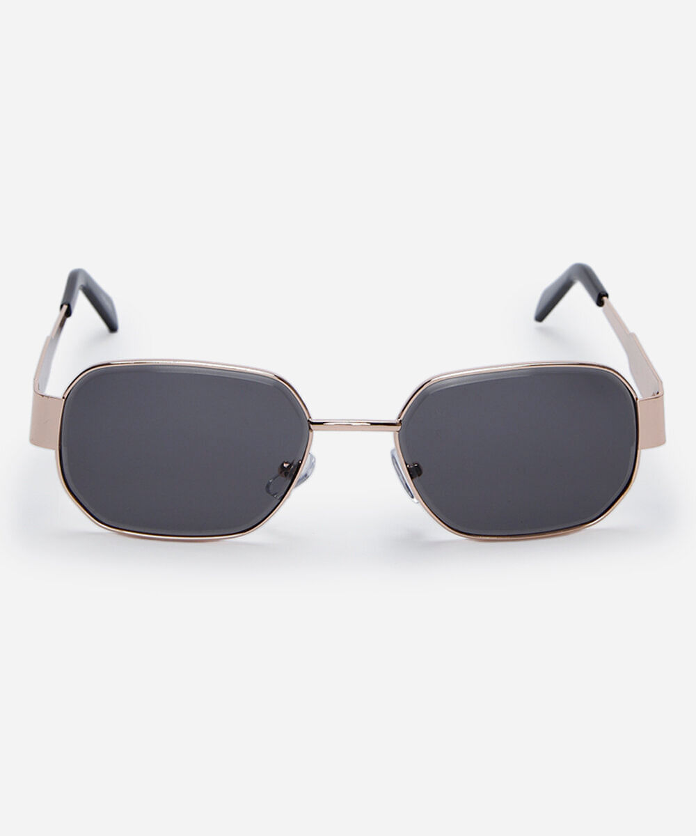 óculos de sol feminino quadrado de metal dourado