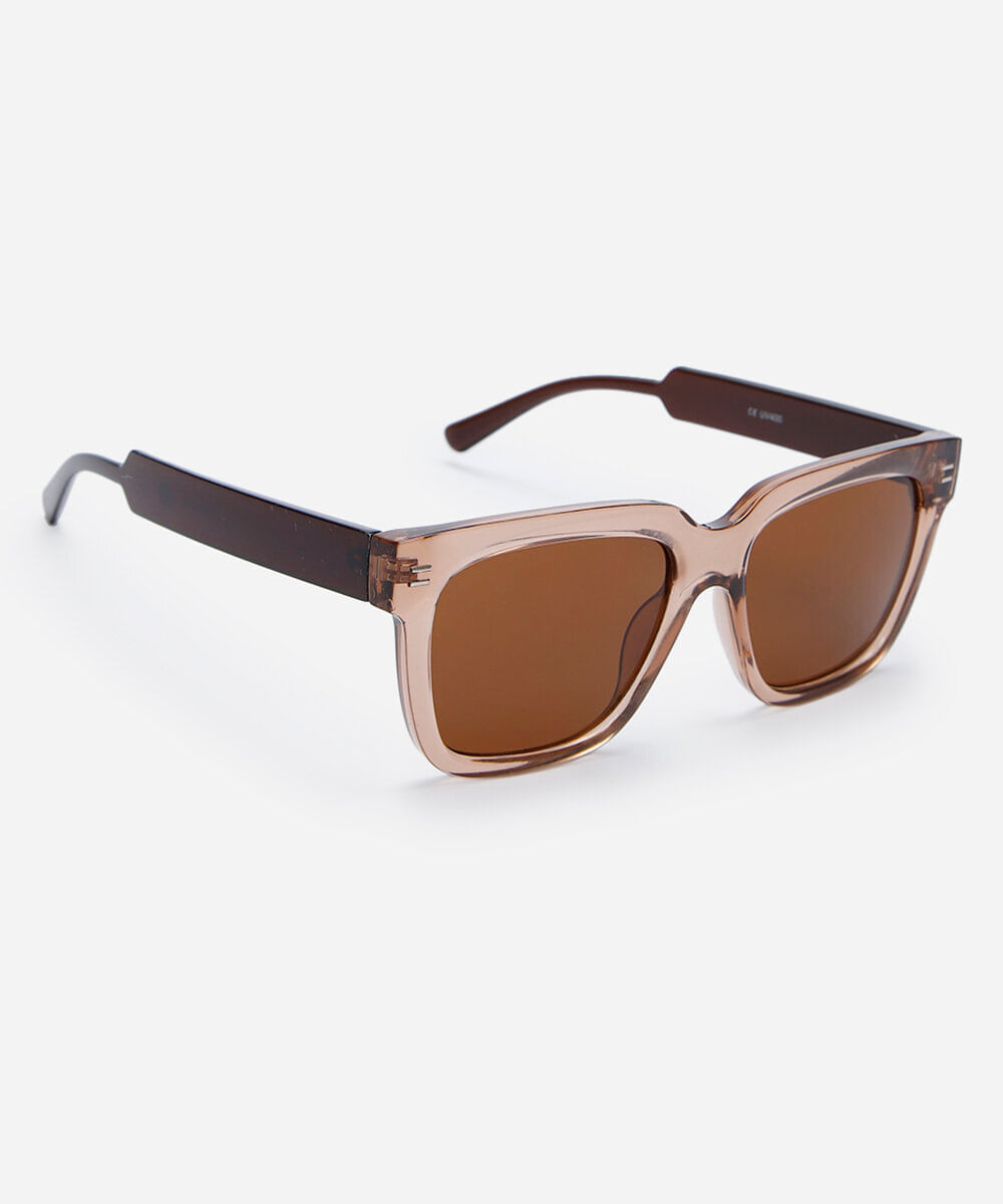 óculos de sol feminino quadrado de acetato marrom