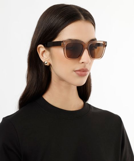 óculos de sol feminino quadrado de acetato marrom