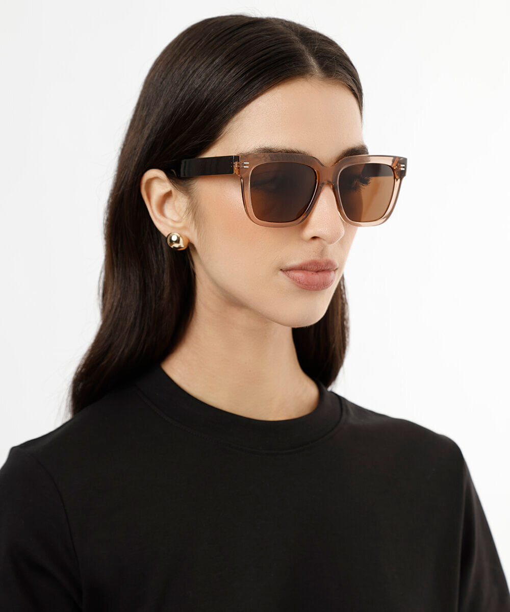 óculos de sol feminino quadrado de acetato marrom