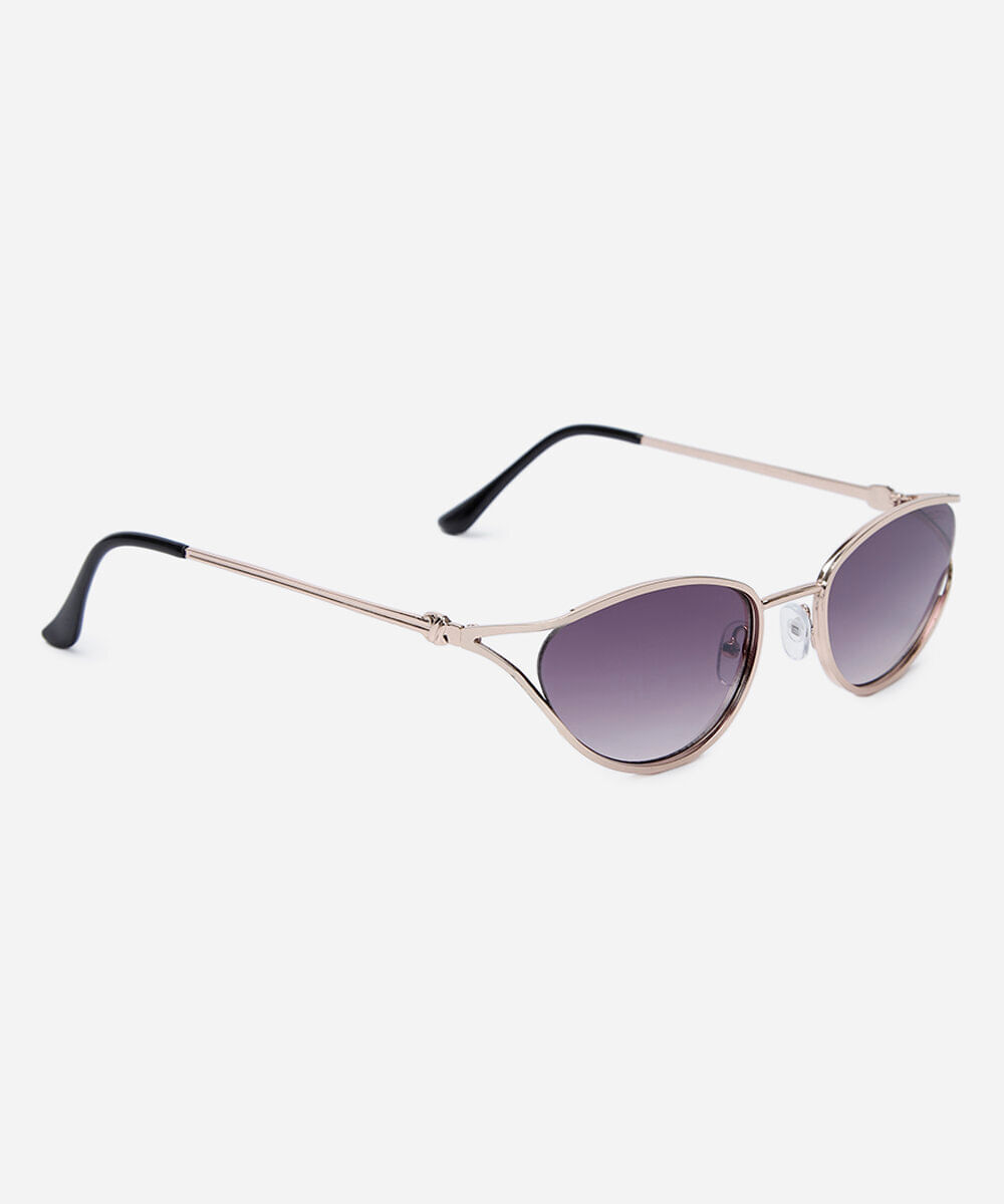 óculos de sol feminino oval de metal triton dourado