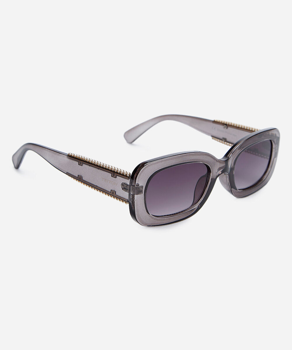 óculos de sol feminino quadrado de acetato triton cinza