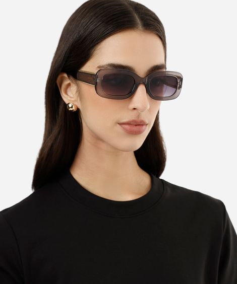óculos de sol feminino quadrado de acetato triton cinza