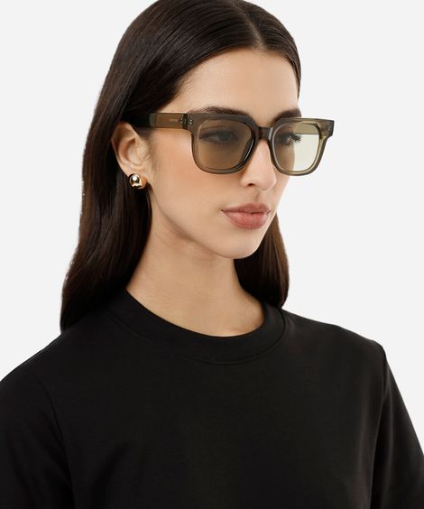 óculos de sol feminino quadrado de acetato triton verde