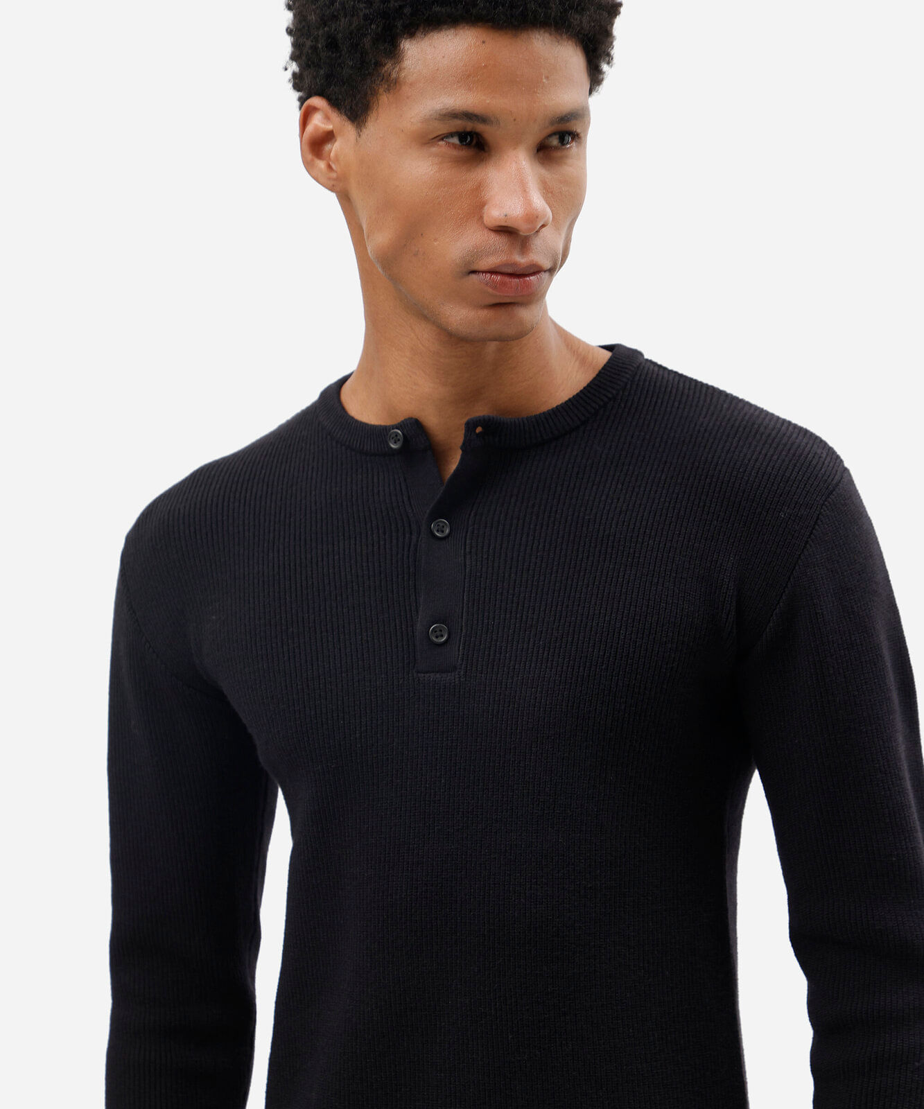 blusa slim fit masculina de tricot canelada preta