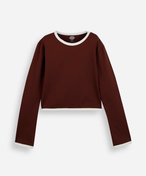 blusa infantil de poliamida manga longa marrom
