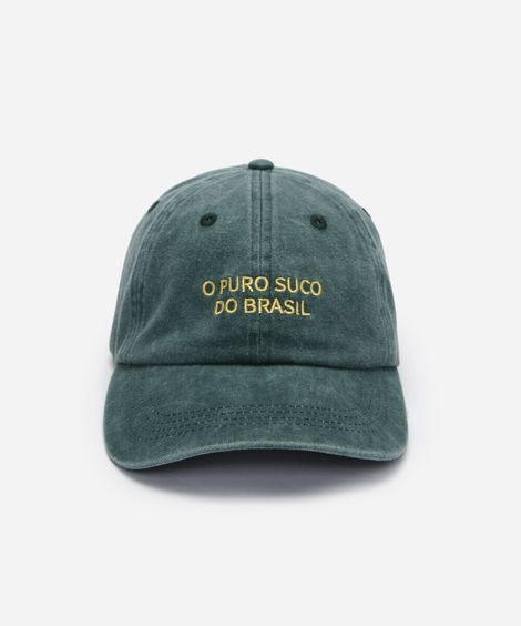 boné aba curva de sarja com bordado estonado verde