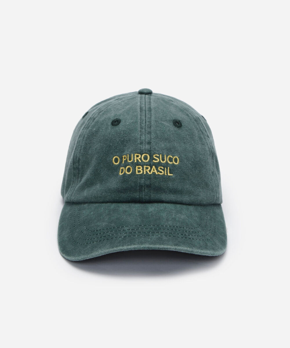 boné aba curva de sarja com bordado estonado verde