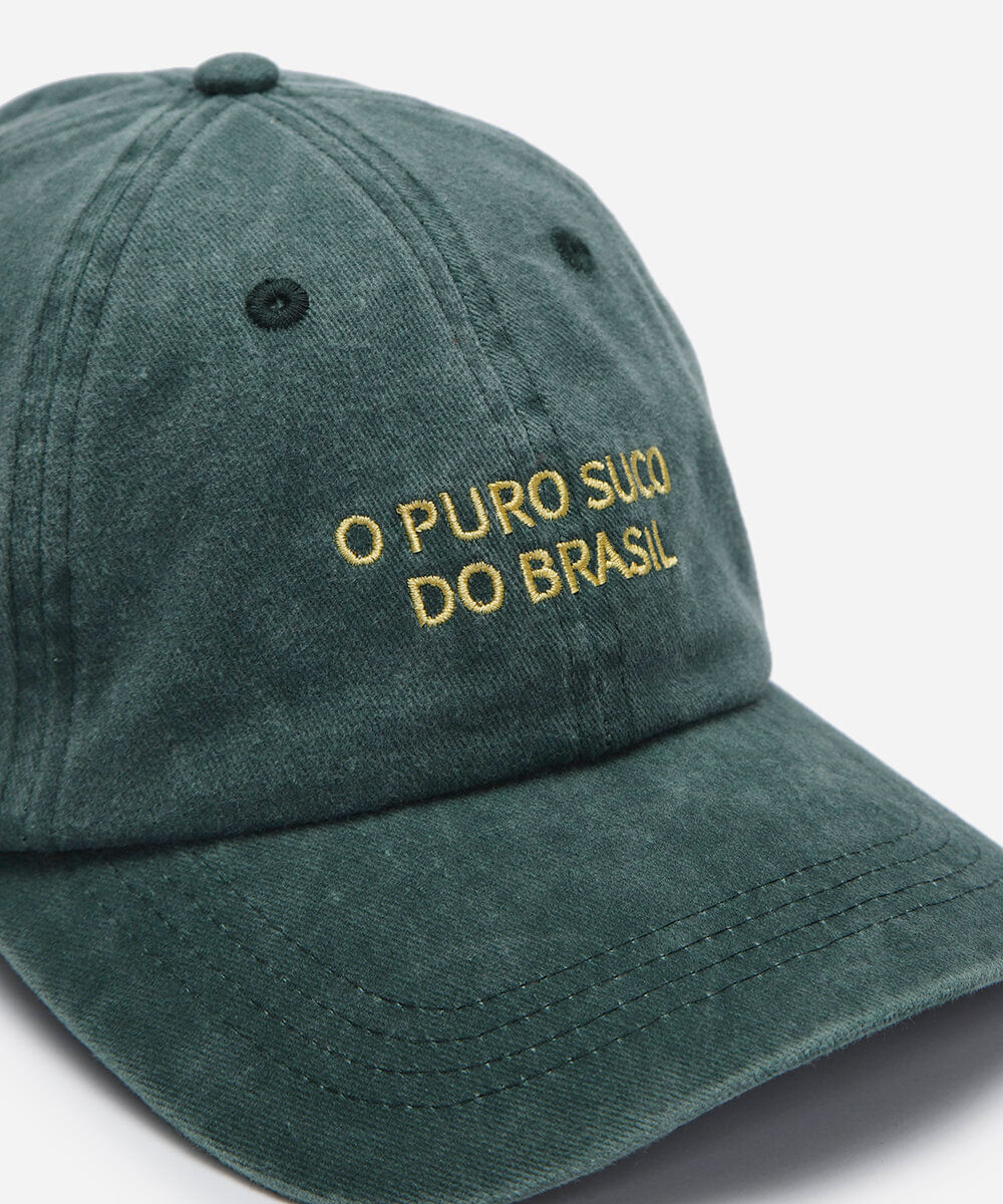 boné aba curva de sarja com bordado estonado verde
