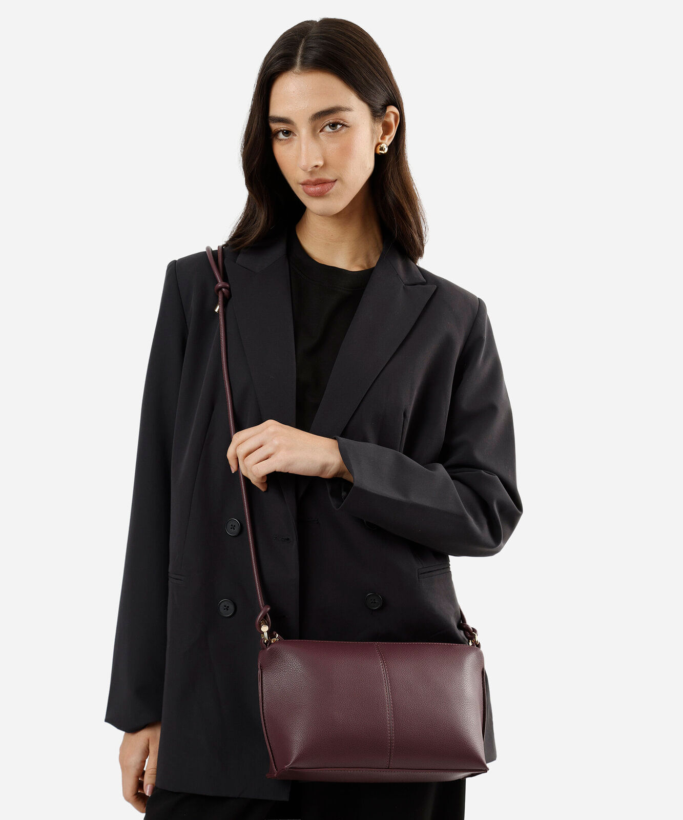 bolsa crossbody alça dupla vinho
