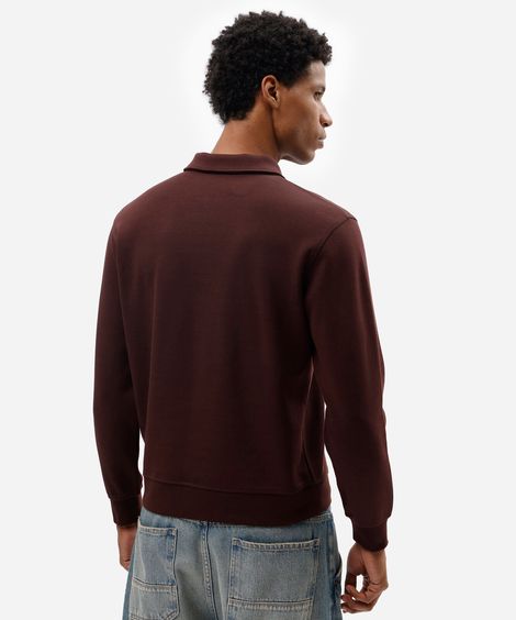 blusão polo masculino de moletom com zíper vinho
